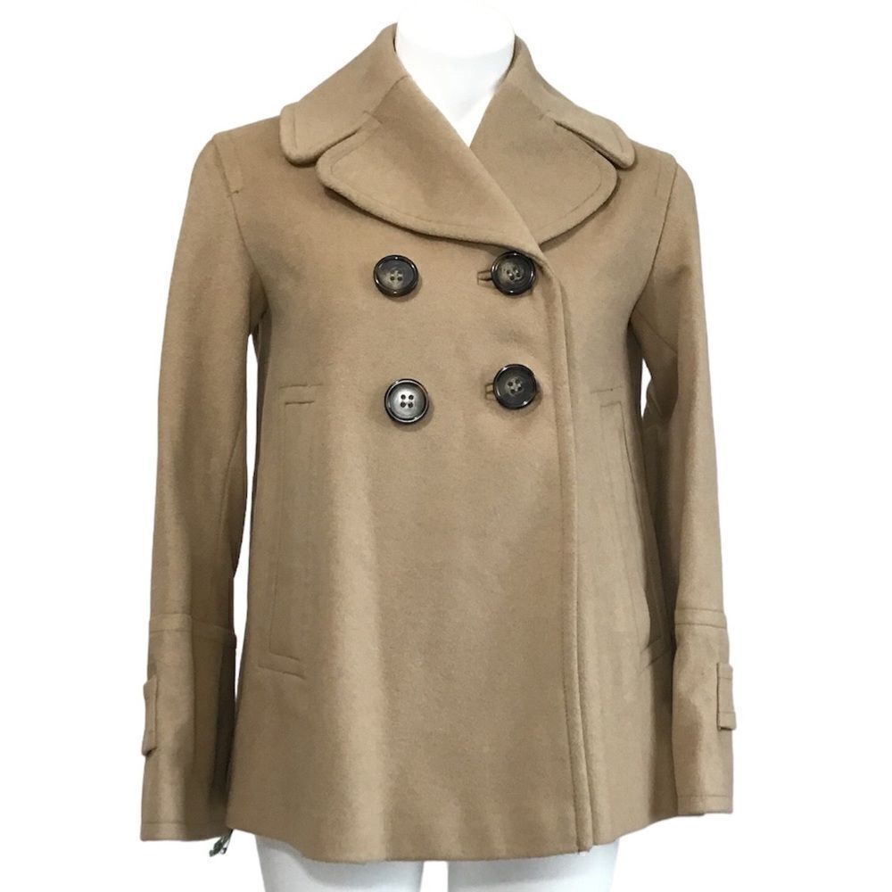 French Connection Tan Double Breast Pea Coat Size 2